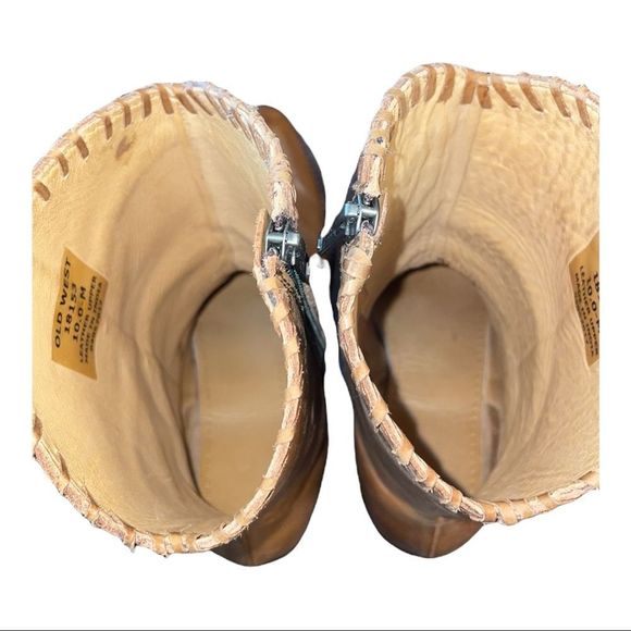 Old West Leather WOMEN'S TAN CROSS STITCH COWGIRL BOOTS - ROUND TOE - Picture 10 of 12